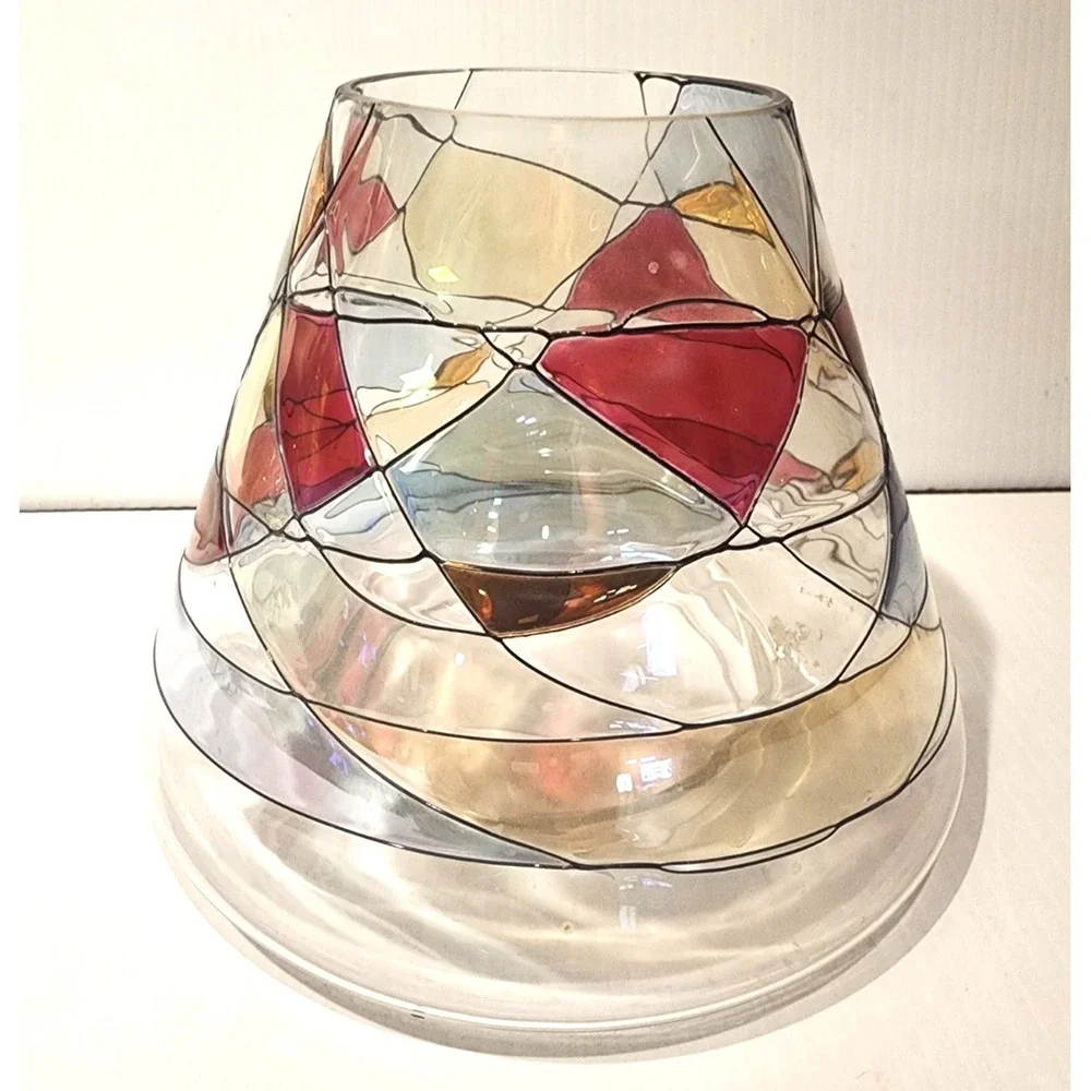 Vintage PartyLite Mosaic Calypso Stained Glass Jar Candle Shade Topper - Picture 4 of 4